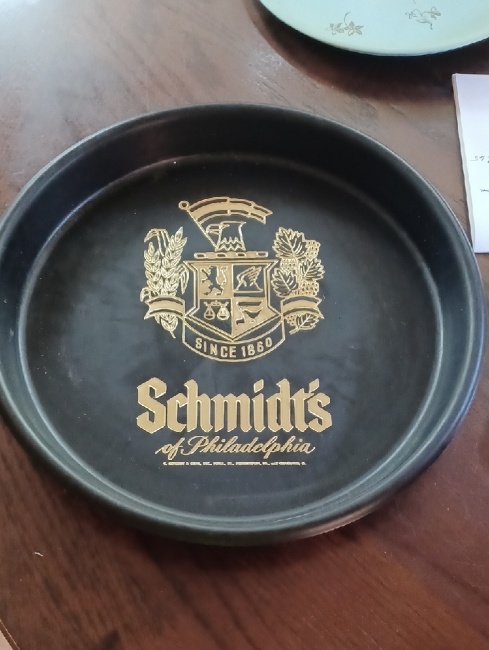 Schmidt's Black Serving Tray with Gold Crest